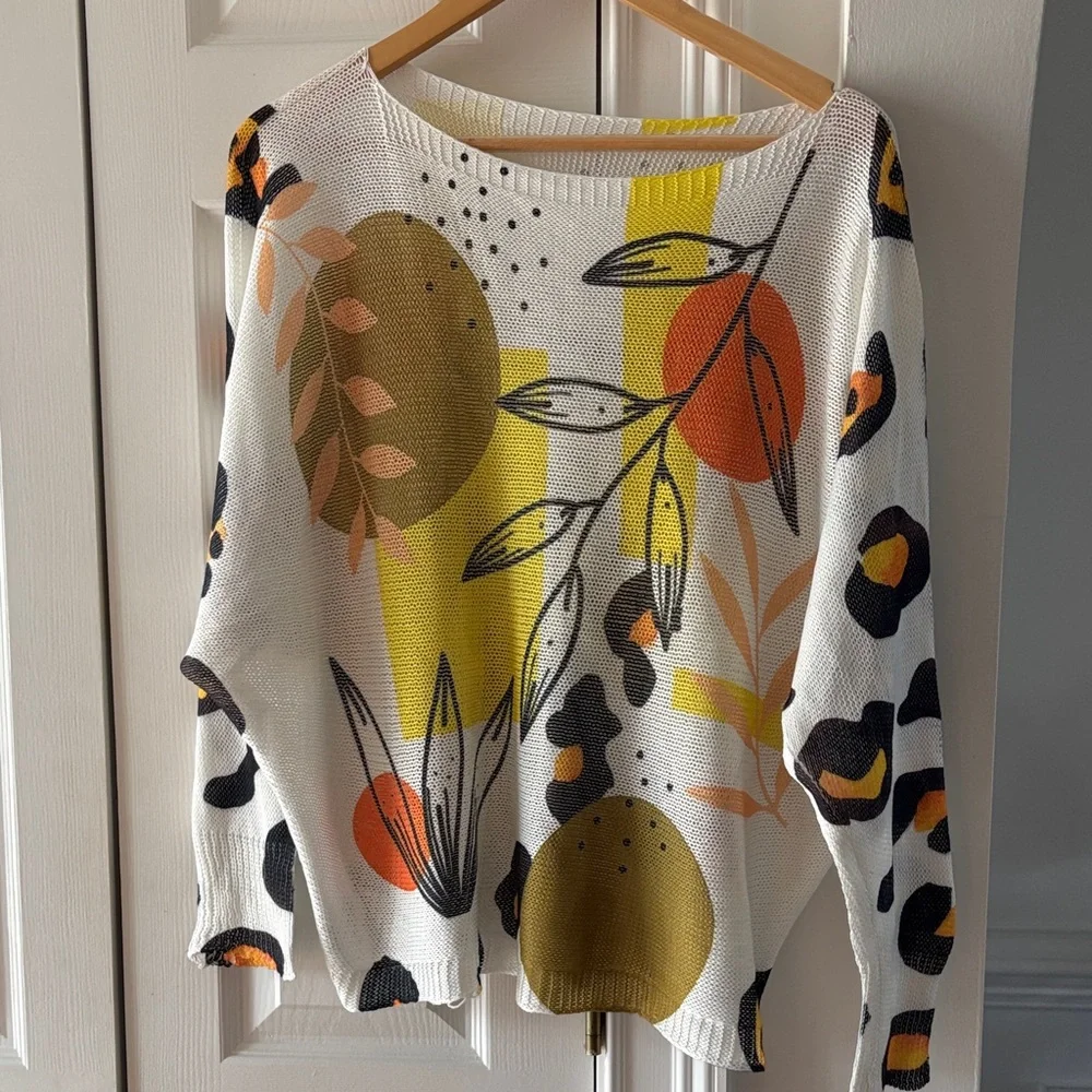 Made in Italy 🇮🇹 Knit Sweater One Size Dolman Lightweight Colorful NWOT
